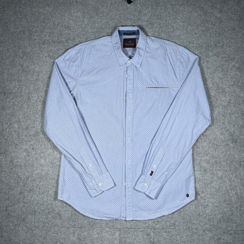 Scotch & Soda Shirt Mens XL Blue True Gentleman Micro Print Casual Button Down